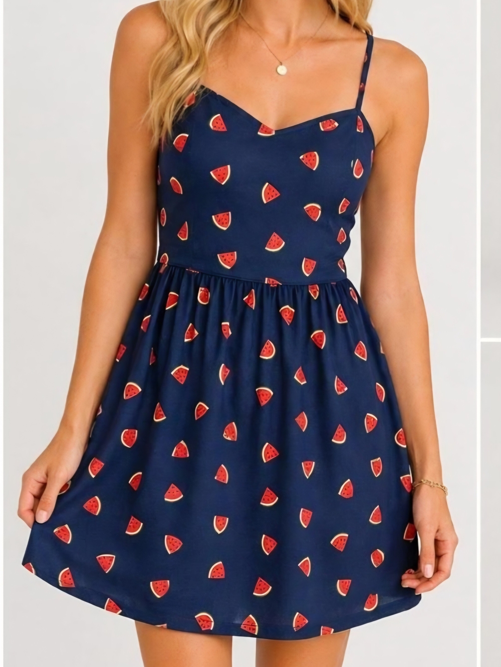 J. Crew Navy Mini Dress with Red Watermelon Print